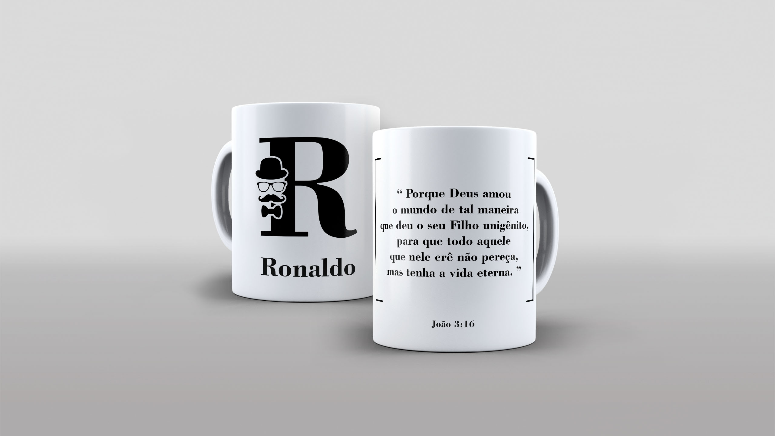 Caneca Inicial pai homem avô com frase joão 3 16
