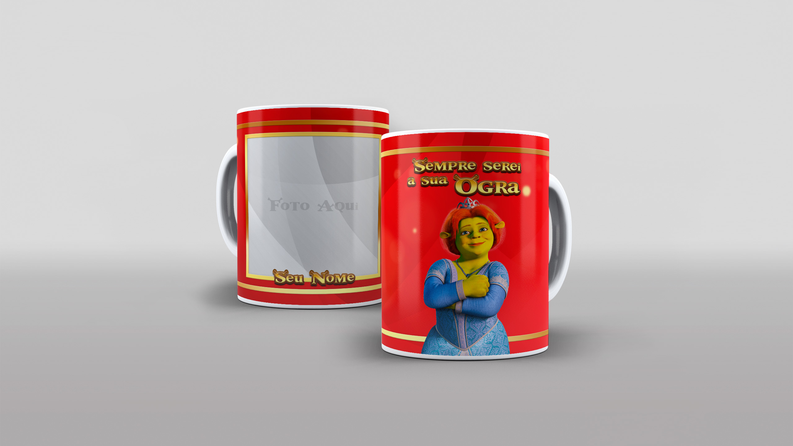 Caneca Casal Fiona e Shrek com foto