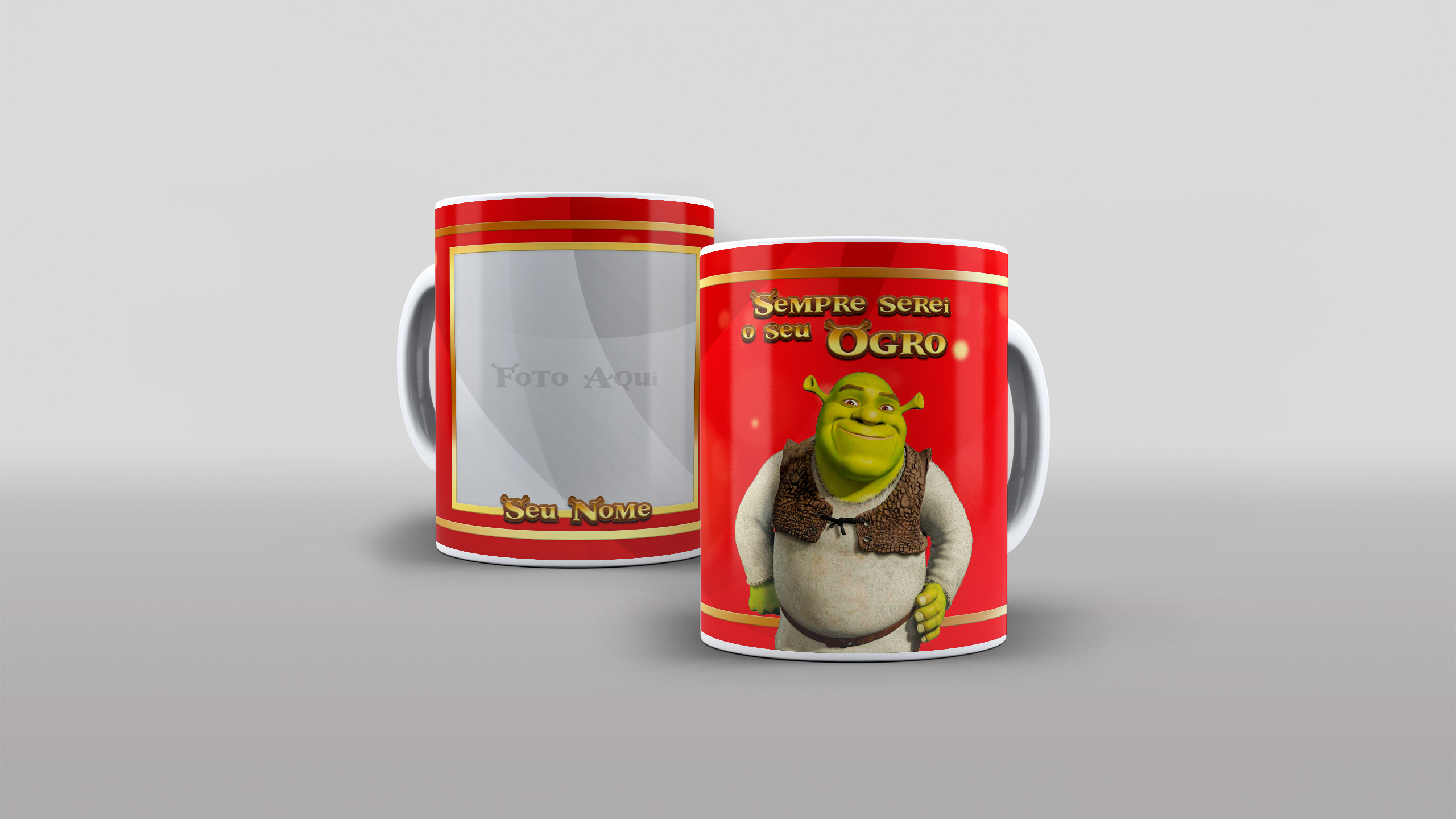 Caneca Casal Fiona e Shrek com foto