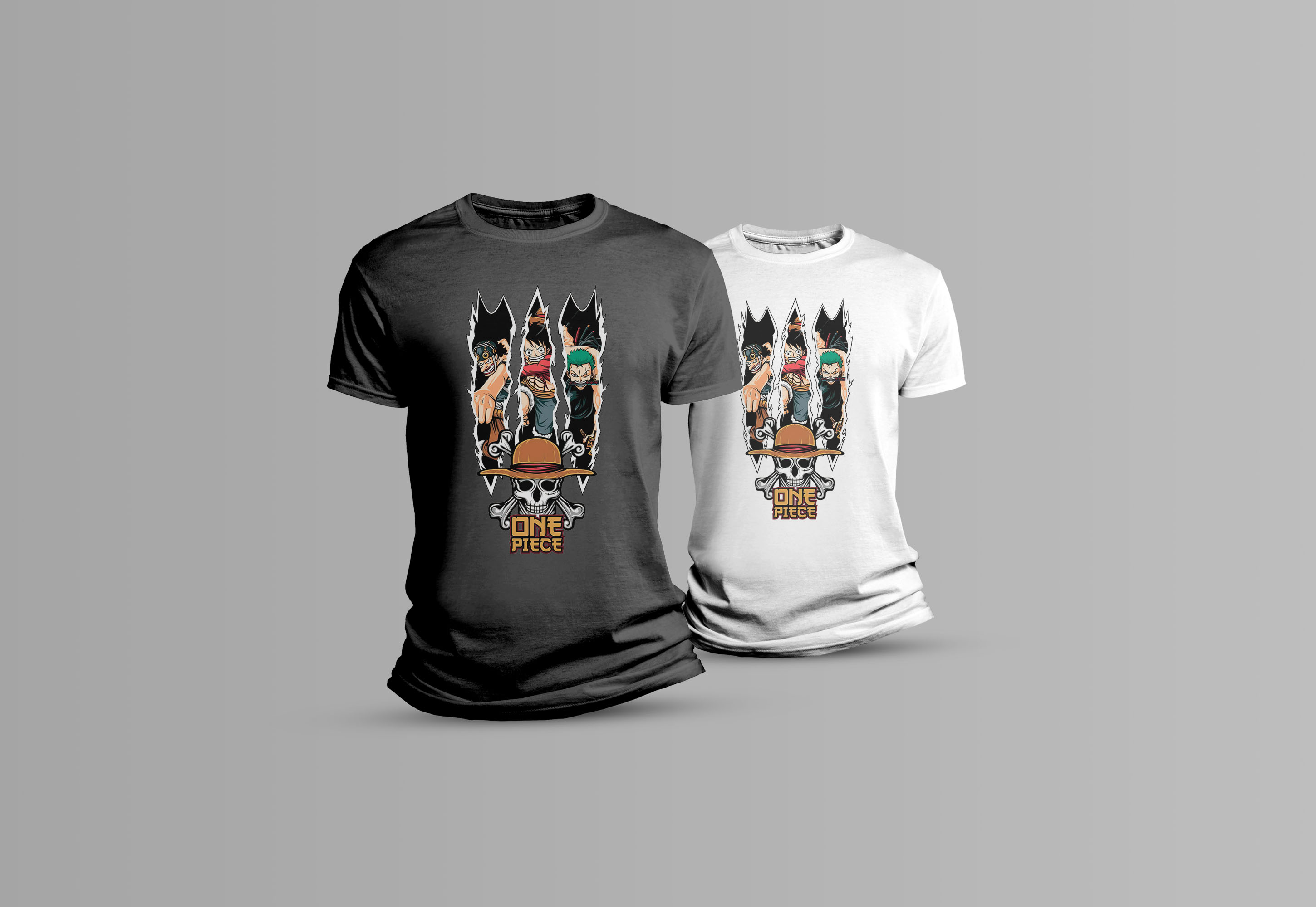 Camiseta one piece rasgando a camisa